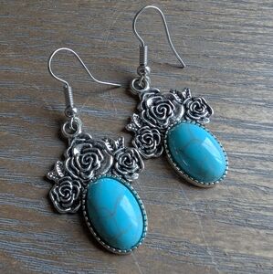 Silver Toned Turquoise Earrings